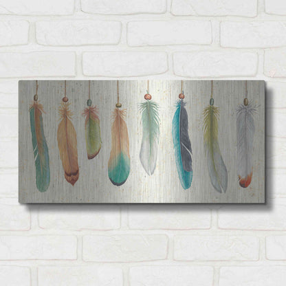 Luxe Metal Art 'Feather Tales VIII' by Daphne Brissonet, Metal Wall Art,24x12