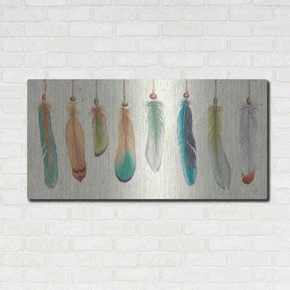 Luxe Metal Art 'Feather Tales VIII' by Daphne Brissonet, Metal Wall Art,48x24