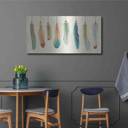 Luxe Metal Art 'Feather Tales VIII' by Daphne Brissonet, Metal Wall Art,48x24