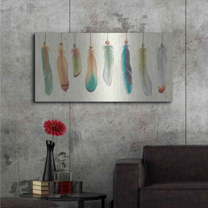 Luxe Metal Art 'Feather Tales VIII' by Daphne Brissonet, Metal Wall Art,48x24
