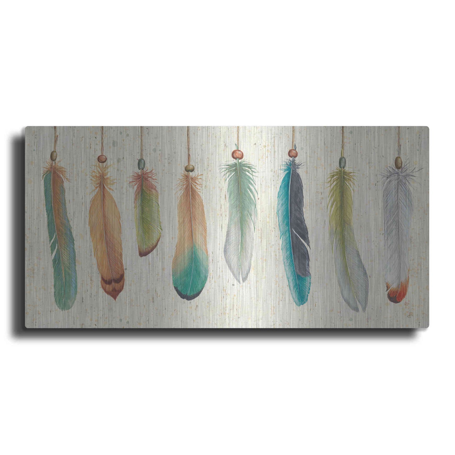 Luxe Metal Art 'Feather Tales VIII' by Daphne Brissonet, Metal Wall Art
