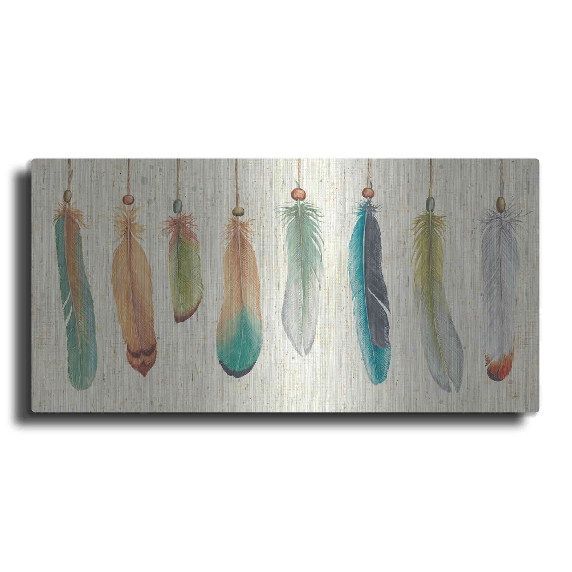 Luxe Metal Art 'Feather Tales VIII' by Daphne Brissonet, Metal Wall Art