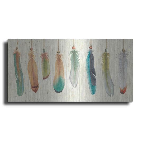 Luxe Metal Art 'Feather Tales VIII' by Daphne Brissonet, Metal Wall Art