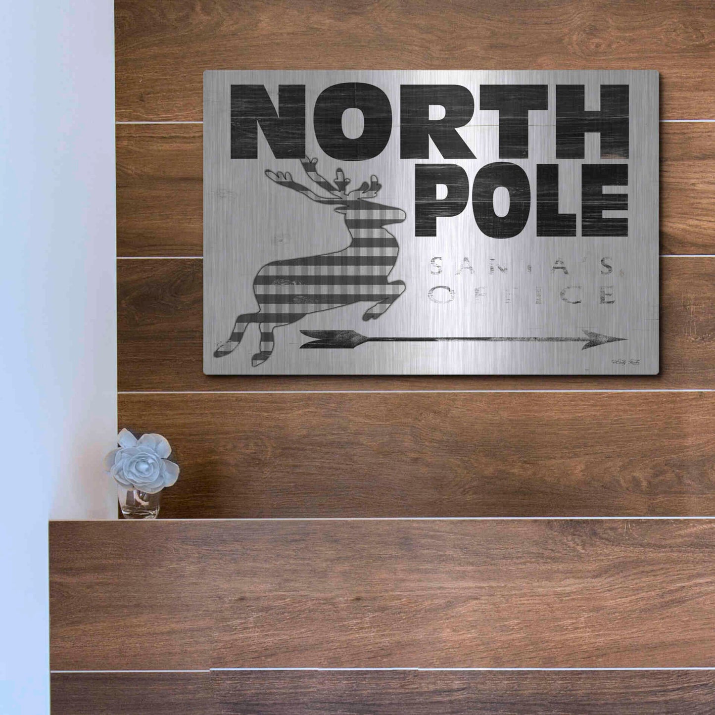 Luxe Metal Art 'North Pole Office' by Cindy Jacobs, Metal Wall Art,16x12