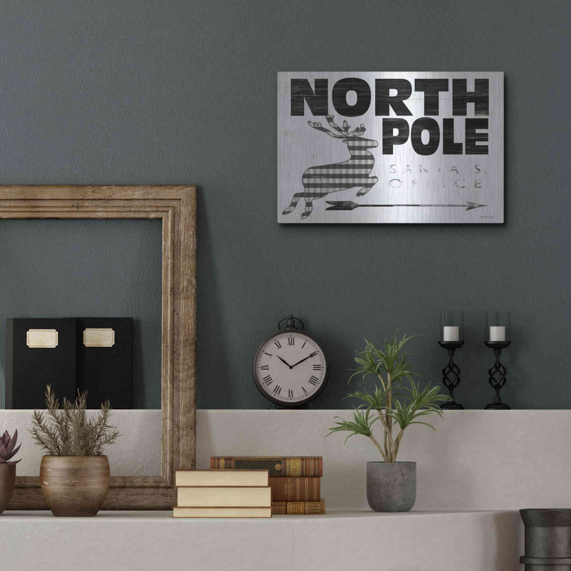 Luxe Metal Art 'North Pole Office' by Cindy Jacobs, Metal Wall Art,16x12