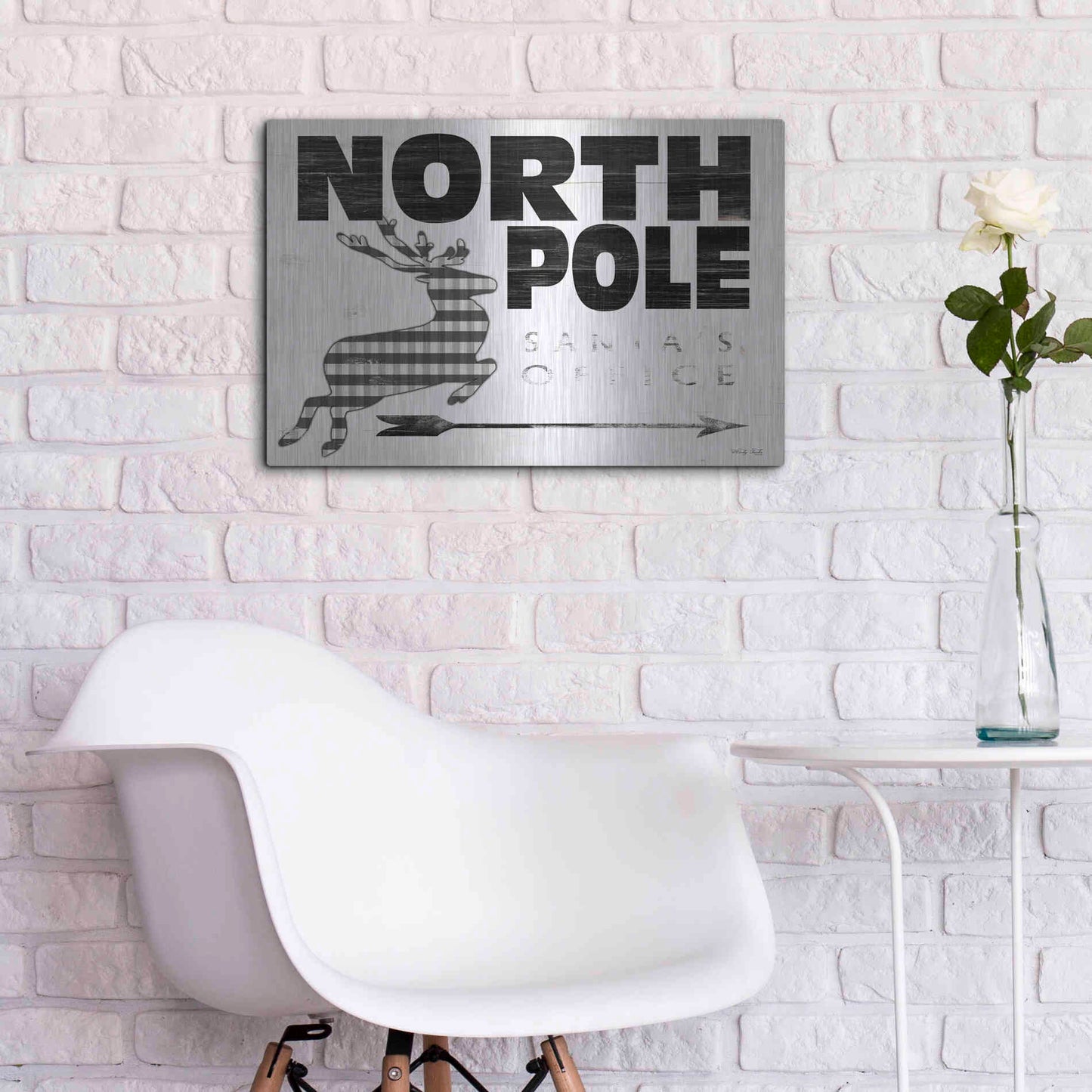 Luxe Metal Art 'North Pole Office' by Cindy Jacobs, Metal Wall Art,24x16