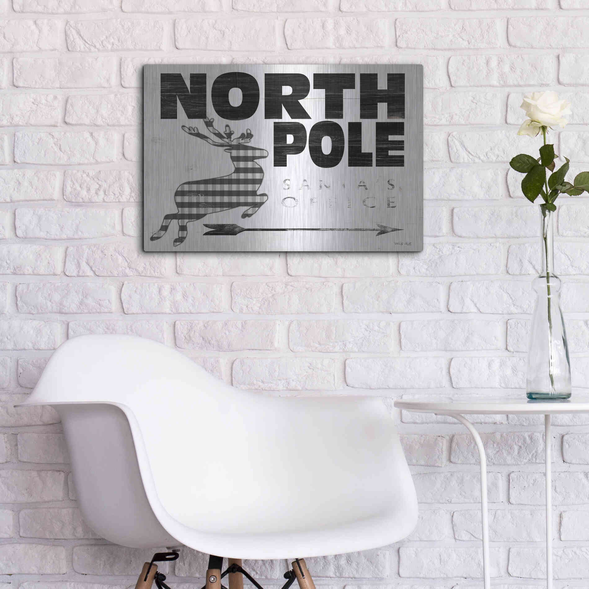 Luxe Metal Art 'North Pole Office' by Cindy Jacobs, Metal Wall Art,24x16