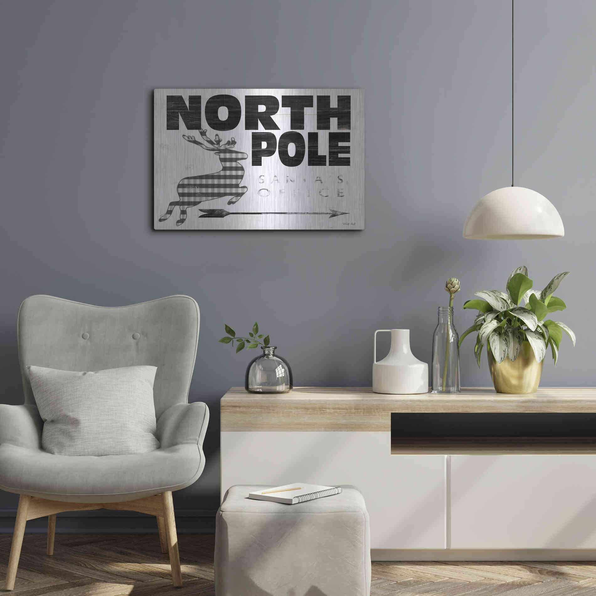 Luxe Metal Art 'North Pole Office' by Cindy Jacobs, Metal Wall Art,24x16