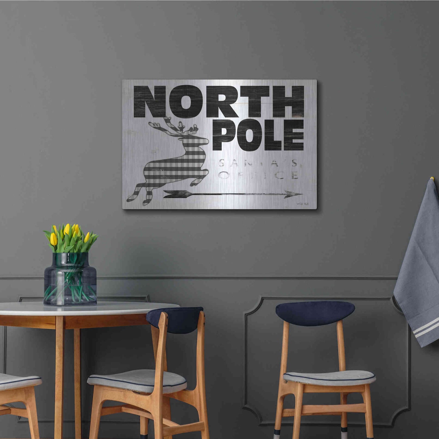 Luxe Metal Art 'North Pole Office' by Cindy Jacobs, Metal Wall Art,36x24