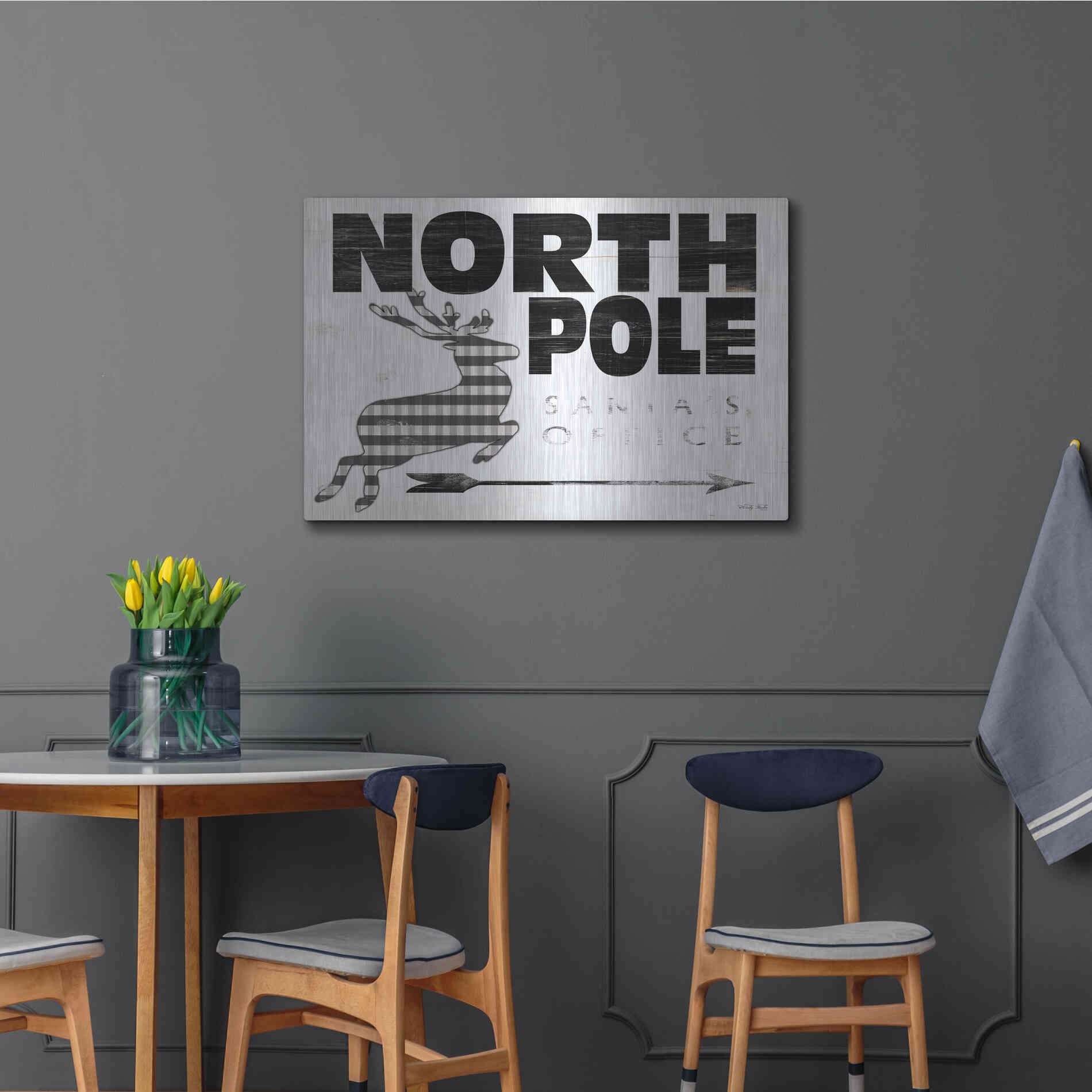 Luxe Metal Art 'North Pole Office' by Cindy Jacobs, Metal Wall Art,36x24