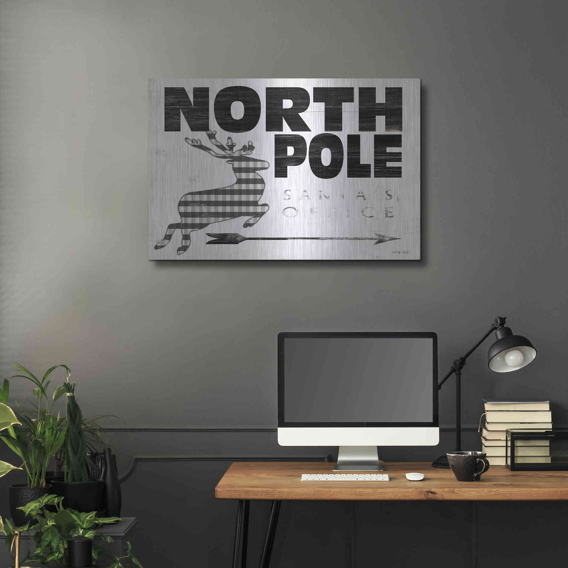 Luxe Metal Art 'North Pole Office' by Cindy Jacobs, Metal Wall Art,36x24