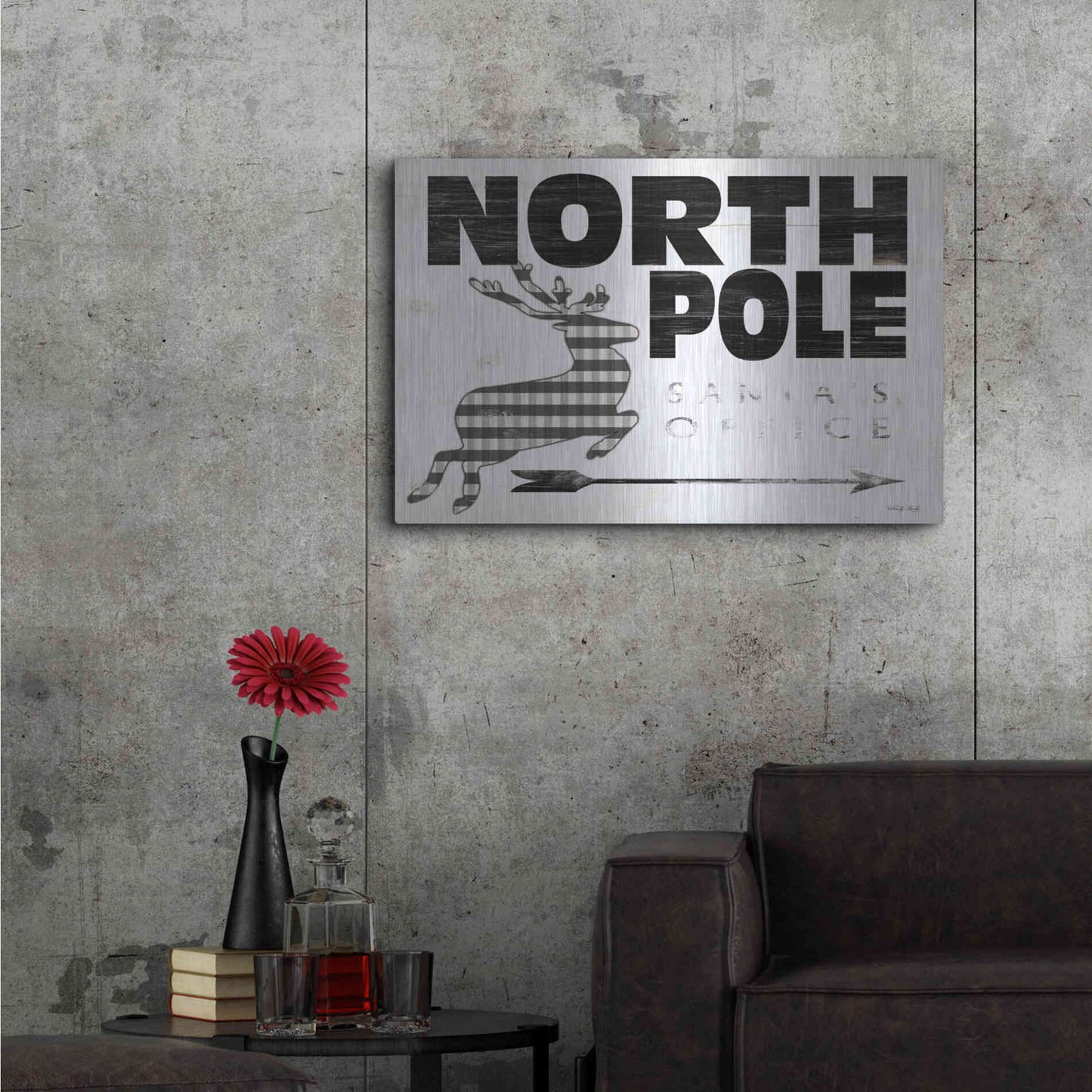 Luxe Metal Art 'North Pole Office' by Cindy Jacobs, Metal Wall Art,36x24
