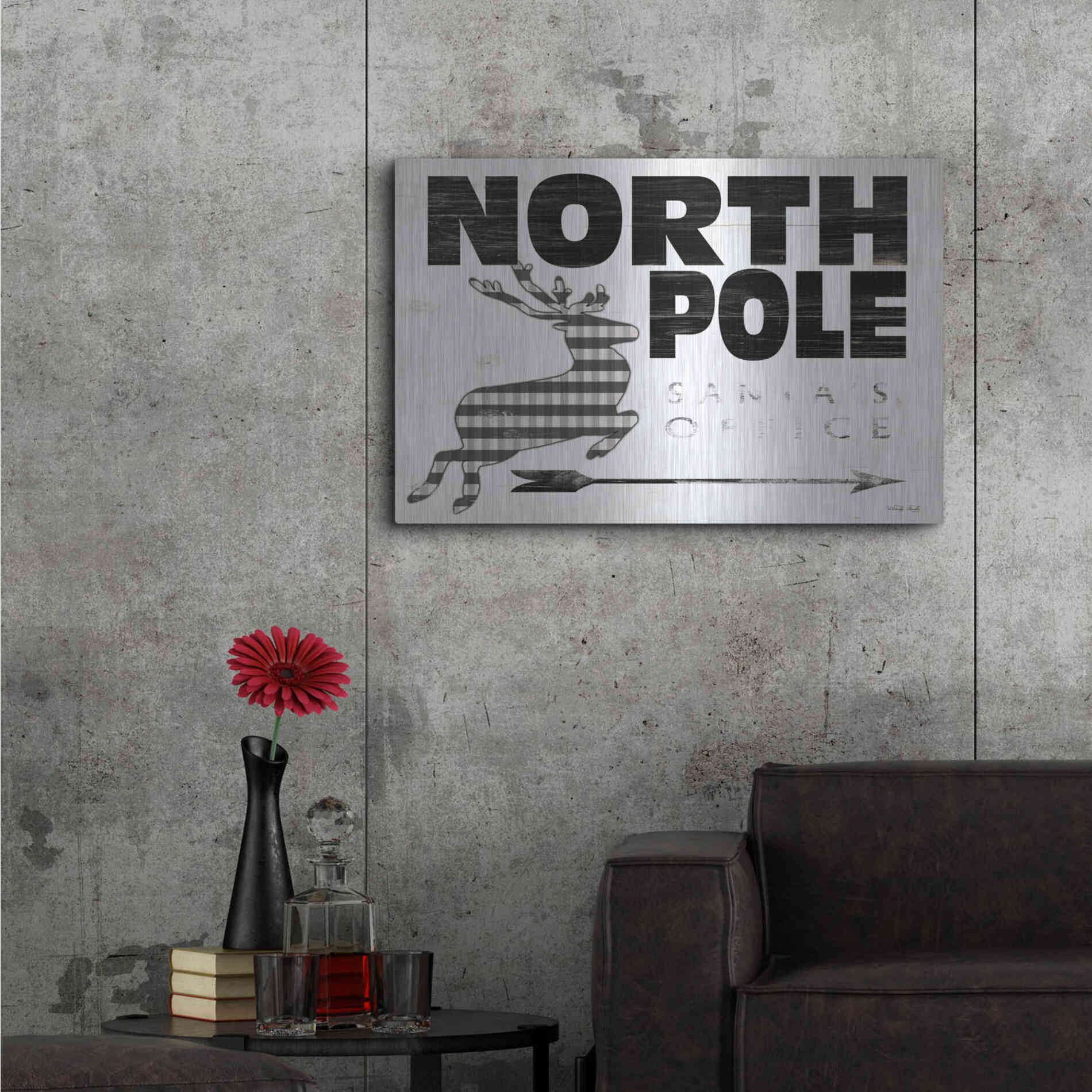 Luxe Metal Art 'North Pole Office' by Cindy Jacobs, Metal Wall Art,36x24