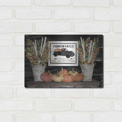 Luxe Metal Art 'Pumpkin Patch Still Life' by Cindy Jacobs, Metal Wall Art,16x12
