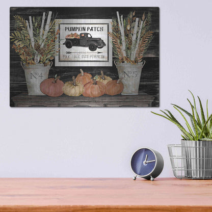Luxe Metal Art 'Pumpkin Patch Still Life' by Cindy Jacobs, Metal Wall Art,16x12