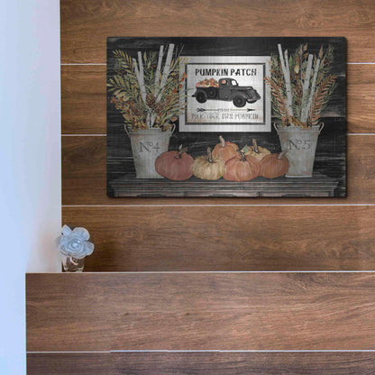 Luxe Metal Art 'Pumpkin Patch Still Life' by Cindy Jacobs, Metal Wall Art,16x12