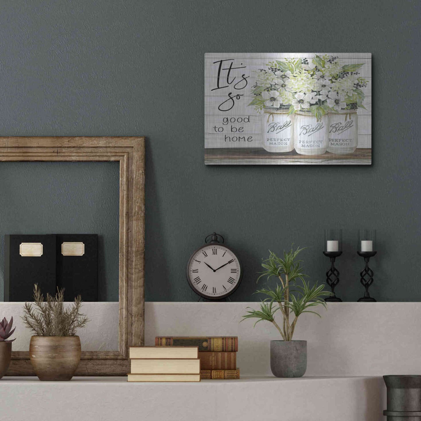 Luxe Metal Art 'It's So Good to be Home Ball Jars' by Cindy Jacobs, Metal Wall Art,16x12