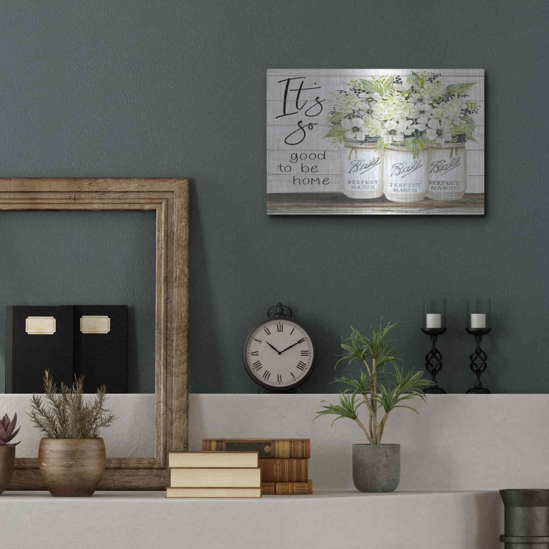 Luxe Metal Art 'It's So Good to be Home Ball Jars' by Cindy Jacobs, Metal Wall Art,16x12