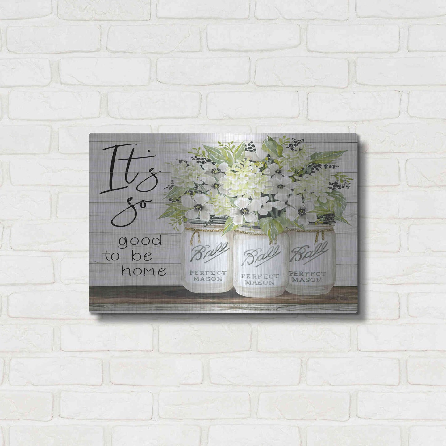 Luxe Metal Art 'It's So Good to be Home Ball Jars' by Cindy Jacobs, Metal Wall Art,24x16