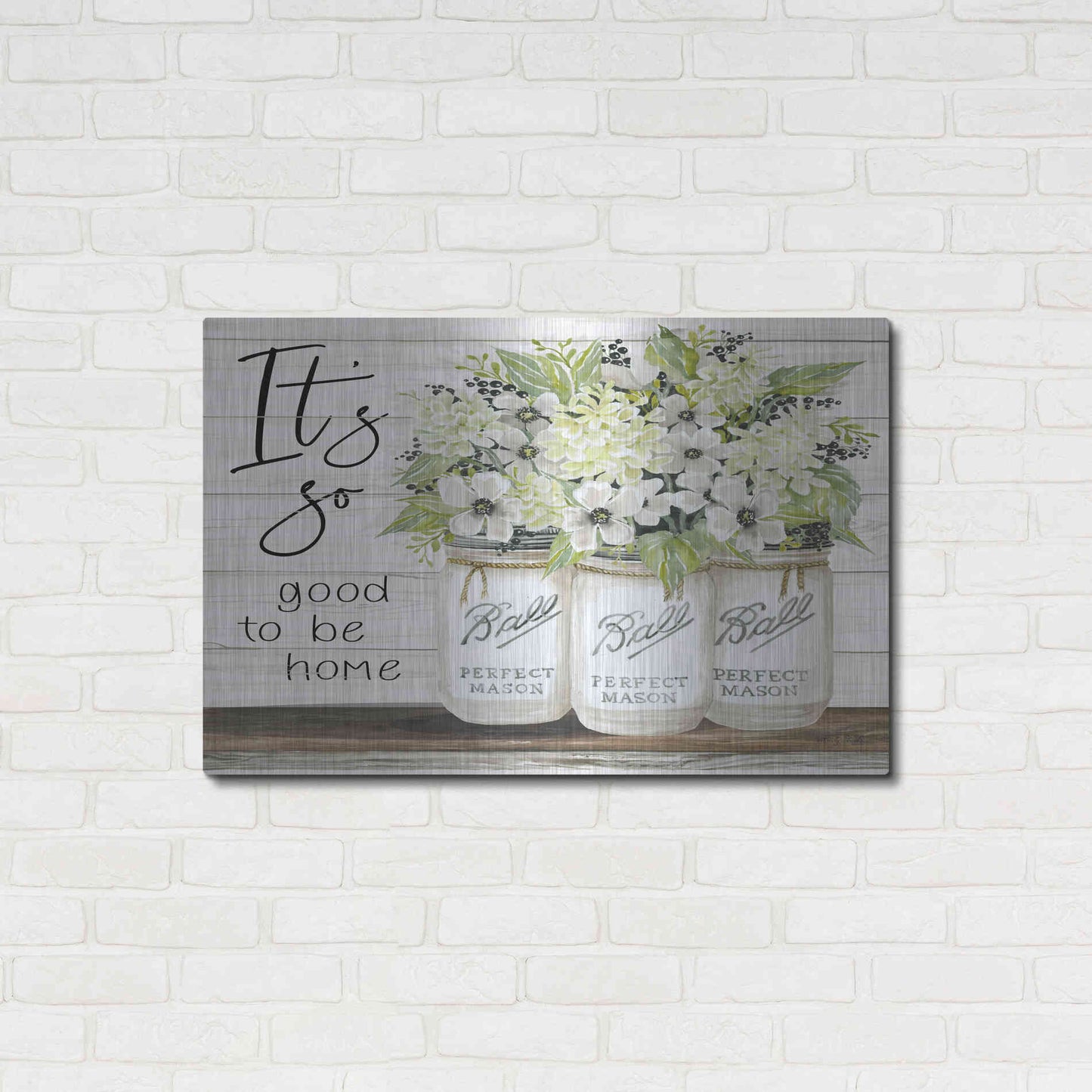 Luxe Metal Art 'It's So Good to be Home Ball Jars' by Cindy Jacobs, Metal Wall Art,36x24