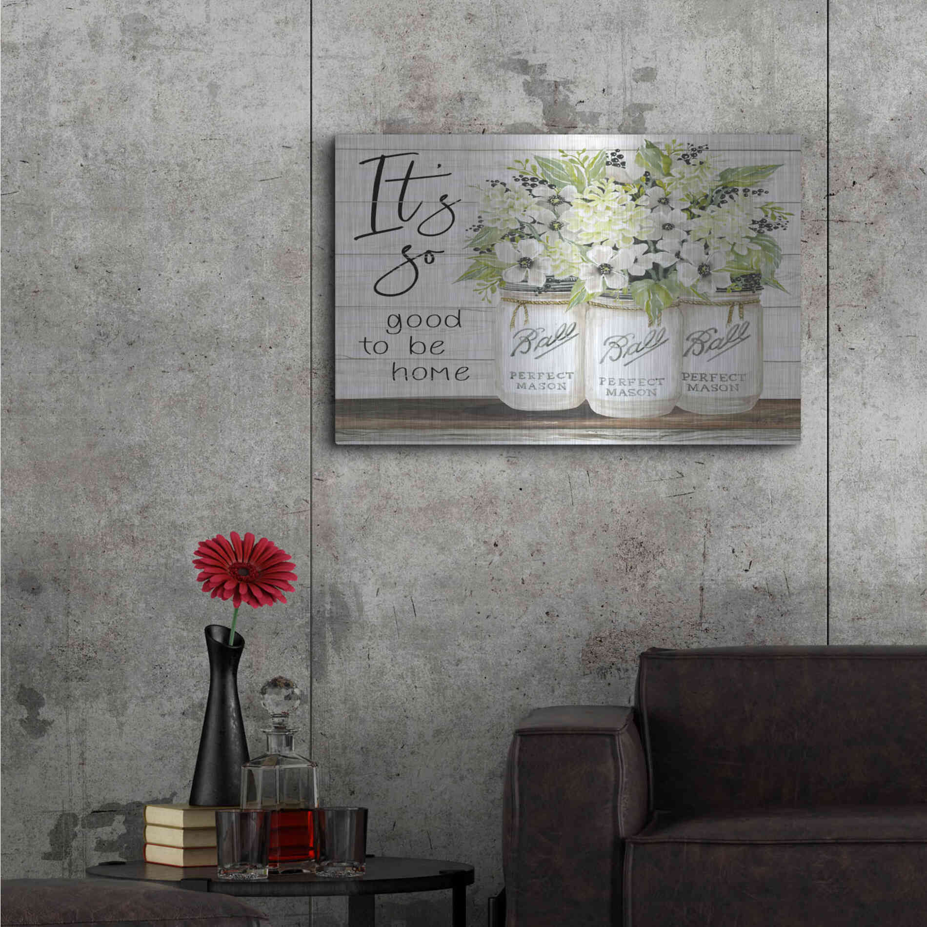 Luxe Metal Art 'It's So Good to be Home Ball Jars' by Cindy Jacobs, Metal Wall Art,36x24