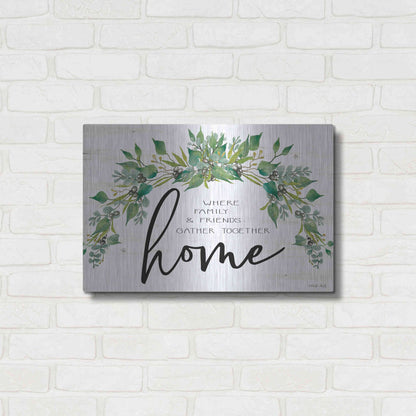 Luxe Metal Art 'Home - Where Family & Friends Gather Together...' by Cindy Jacobs, Metal Wall Art,24x16