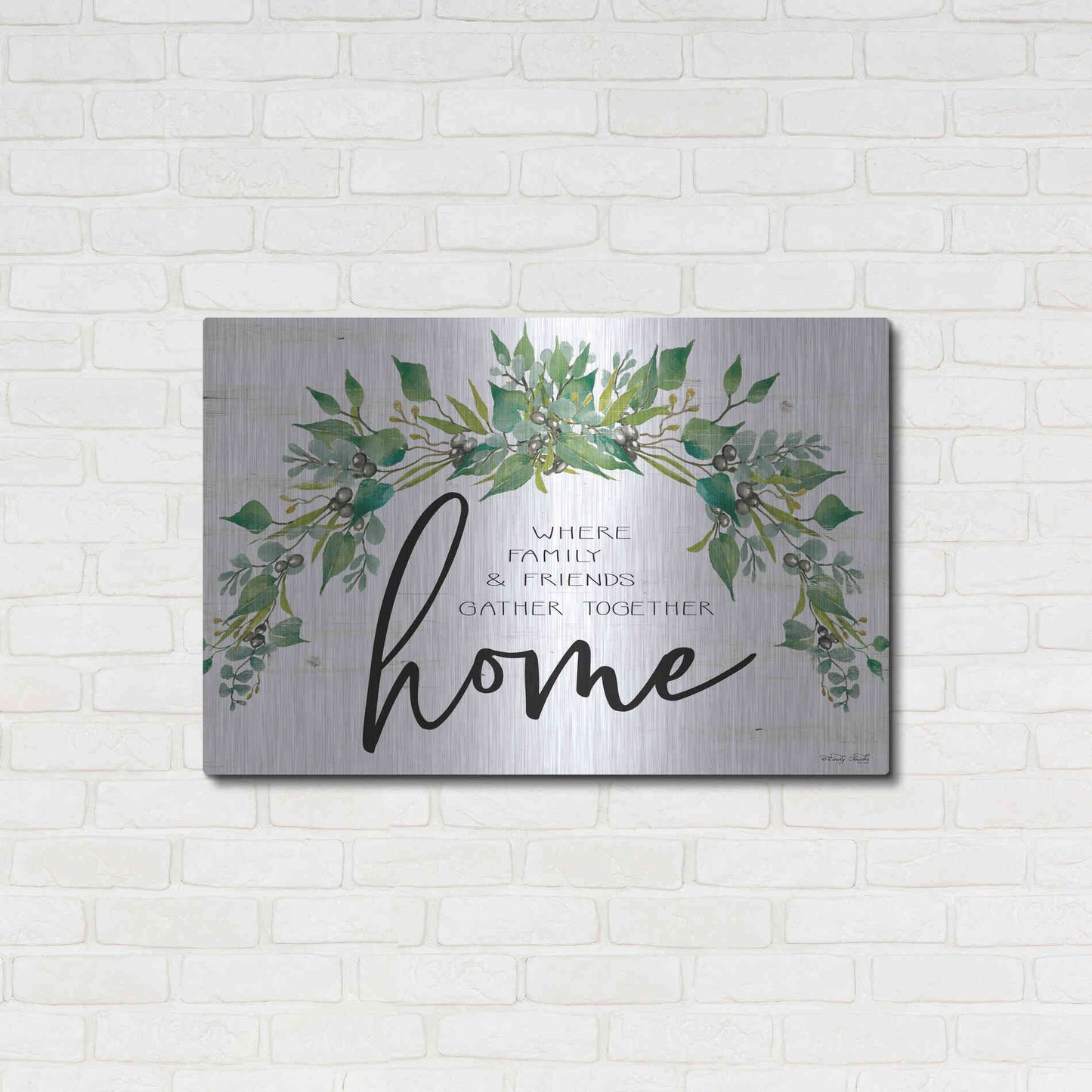 Luxe Metal Art 'Home - Where Family & Friends Gather Together...' by Cindy Jacobs, Metal Wall Art,36x24