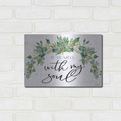 Luxe Metal Art 'It is Well With My Soul 2' by Cindy Jacobs, Metal Wall Art,16x12