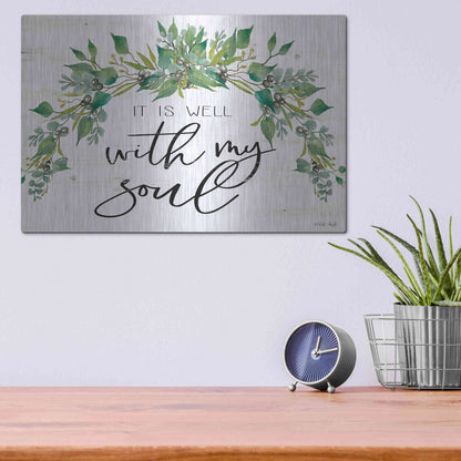 Luxe Metal Art 'It is Well With My Soul 2' by Cindy Jacobs, Metal Wall Art,16x12