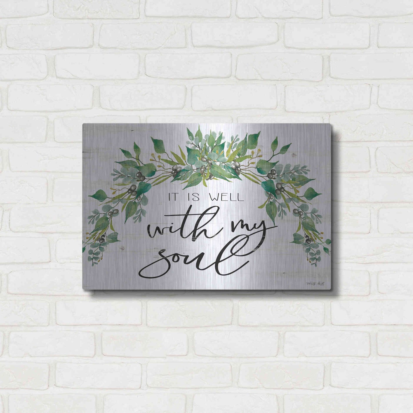 Luxe Metal Art 'It is Well With My Soul 2' by Cindy Jacobs, Metal Wall Art,24x16