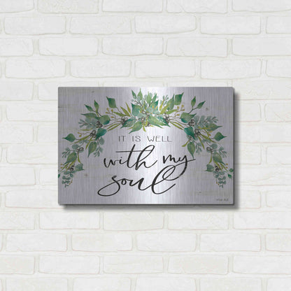 Luxe Metal Art 'It is Well With My Soul 2' by Cindy Jacobs, Metal Wall Art,24x16