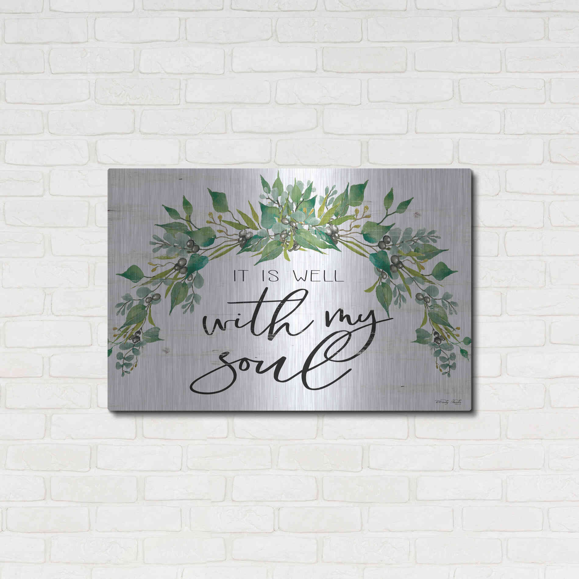Luxe Metal Art 'It is Well With My Soul 2' by Cindy Jacobs, Metal Wall Art,36x24