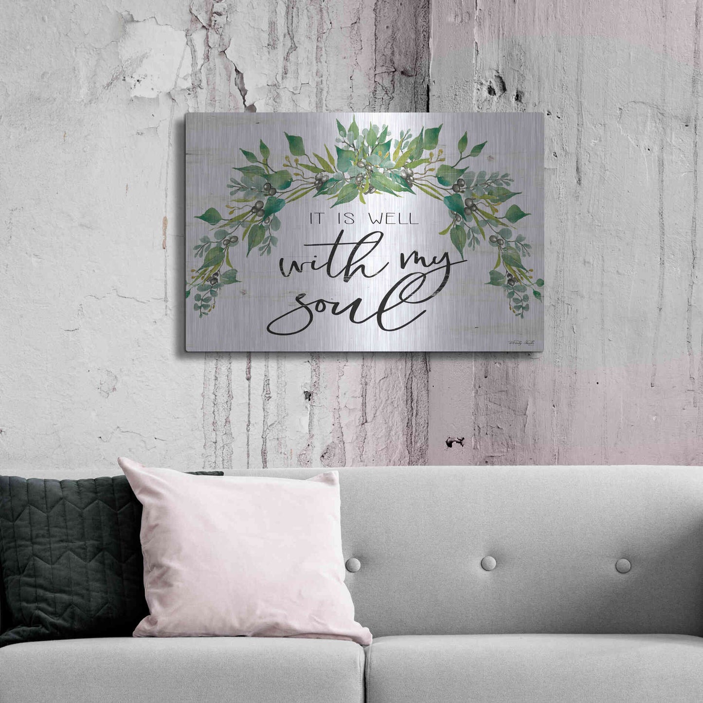 Luxe Metal Art 'It is Well With My Soul 2' by Cindy Jacobs, Metal Wall Art,36x24