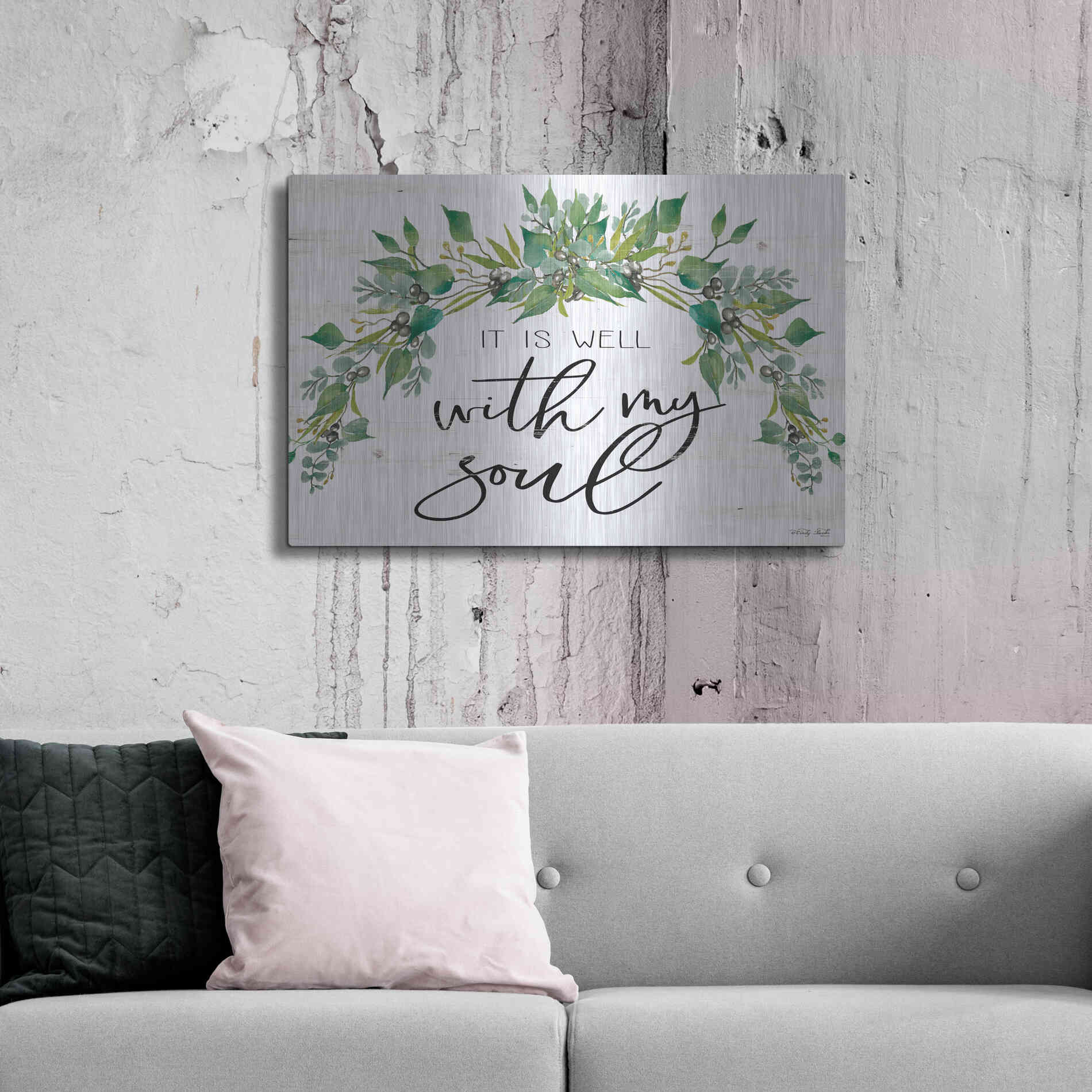 Luxe Metal Art 'It is Well With My Soul 2' by Cindy Jacobs, Metal Wall Art,36x24
