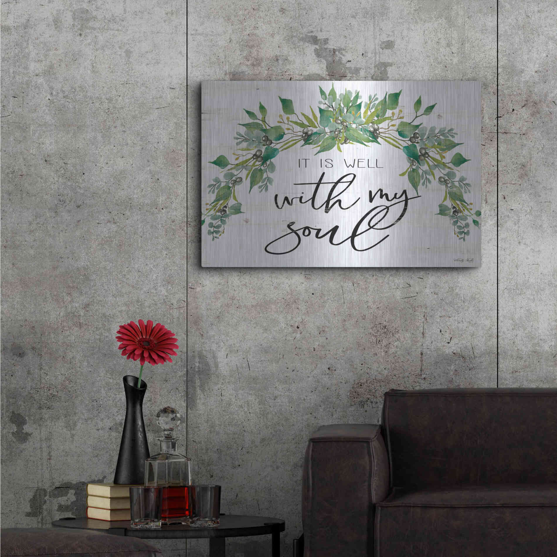 Luxe Metal Art 'It is Well With My Soul 2' by Cindy Jacobs, Metal Wall Art,36x24