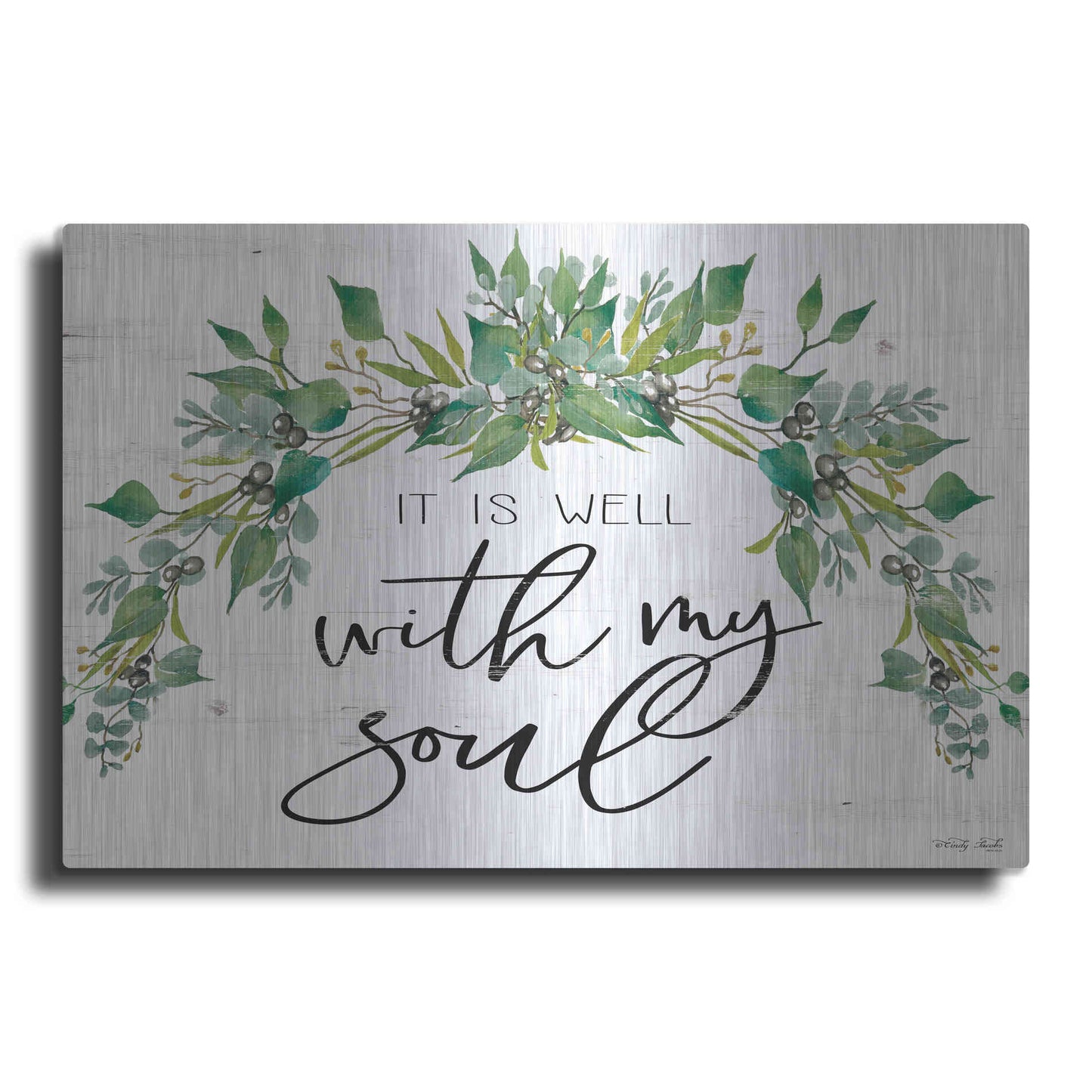 Luxe Metal Art 'It is Well With My Soul 2' by Cindy Jacobs, Metal Wall Art