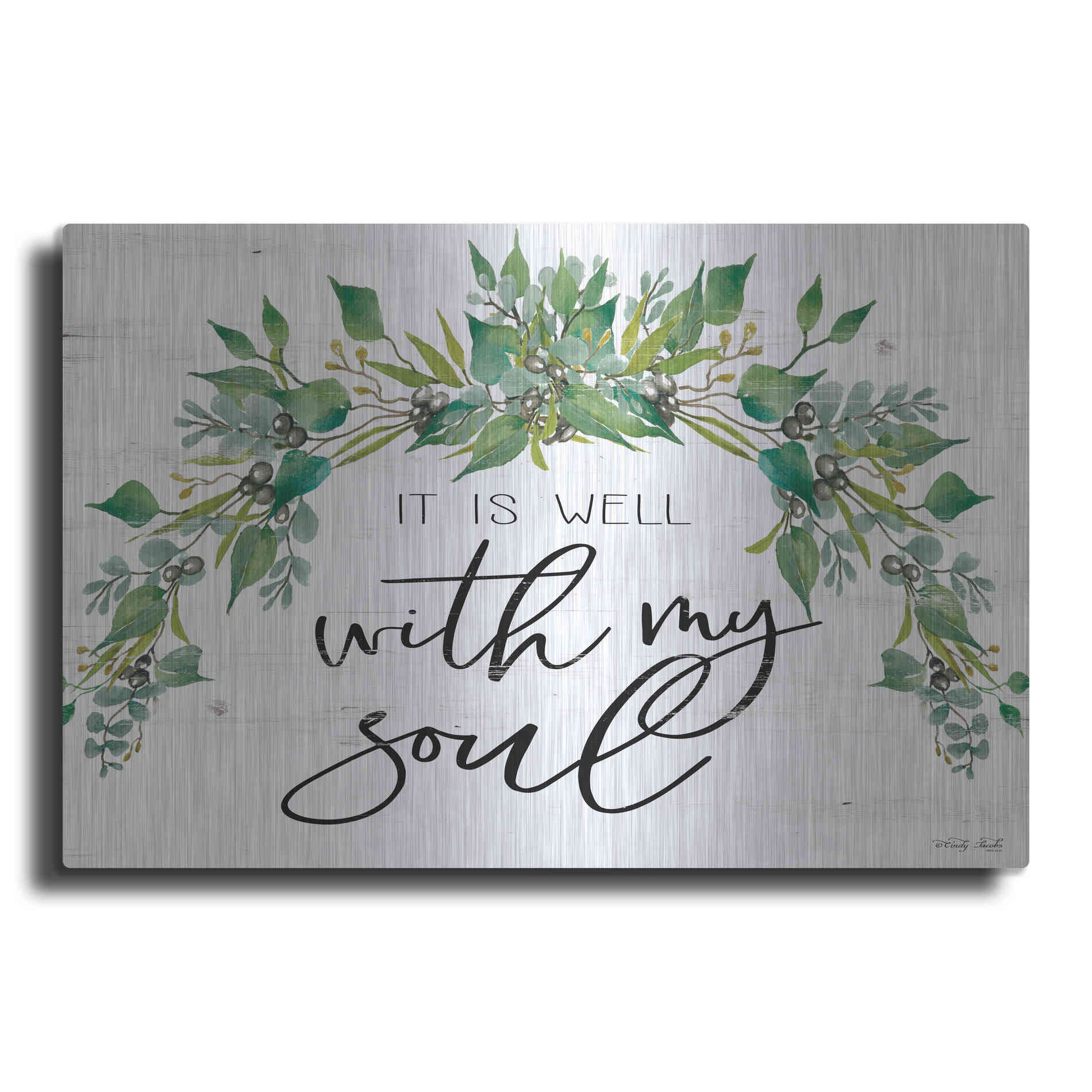 Luxe Metal Art 'It is Well With My Soul 2' by Cindy Jacobs, Metal Wall Art