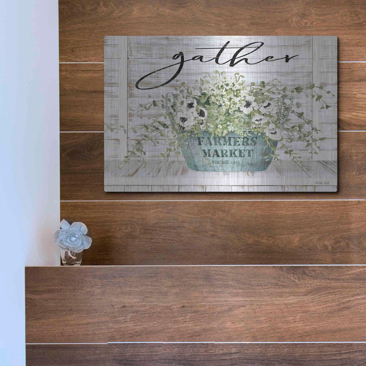 Luxe Metal Art 'Gather' by Cindy Jacobs, Metal Wall Art,16x12