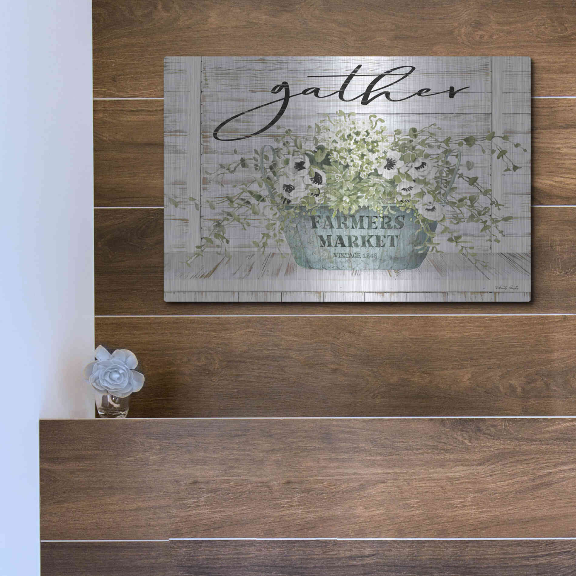 Luxe Metal Art 'Gather' by Cindy Jacobs, Metal Wall Art,16x12