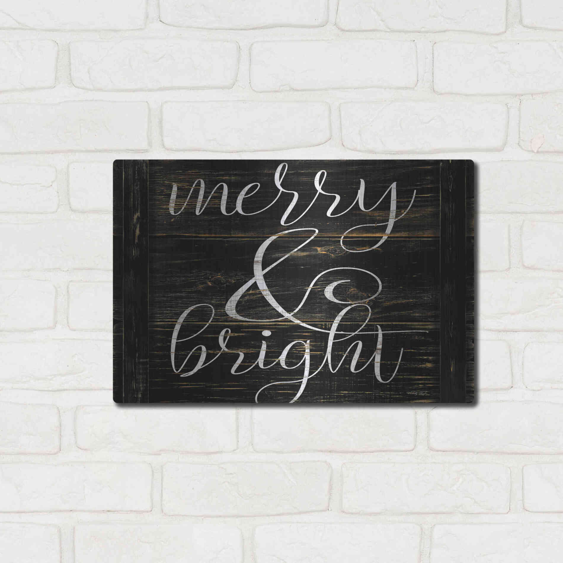 Luxe Metal Art 'Merry & Bright 2' by Cindy Jacobs, Metal Wall Art,16x12