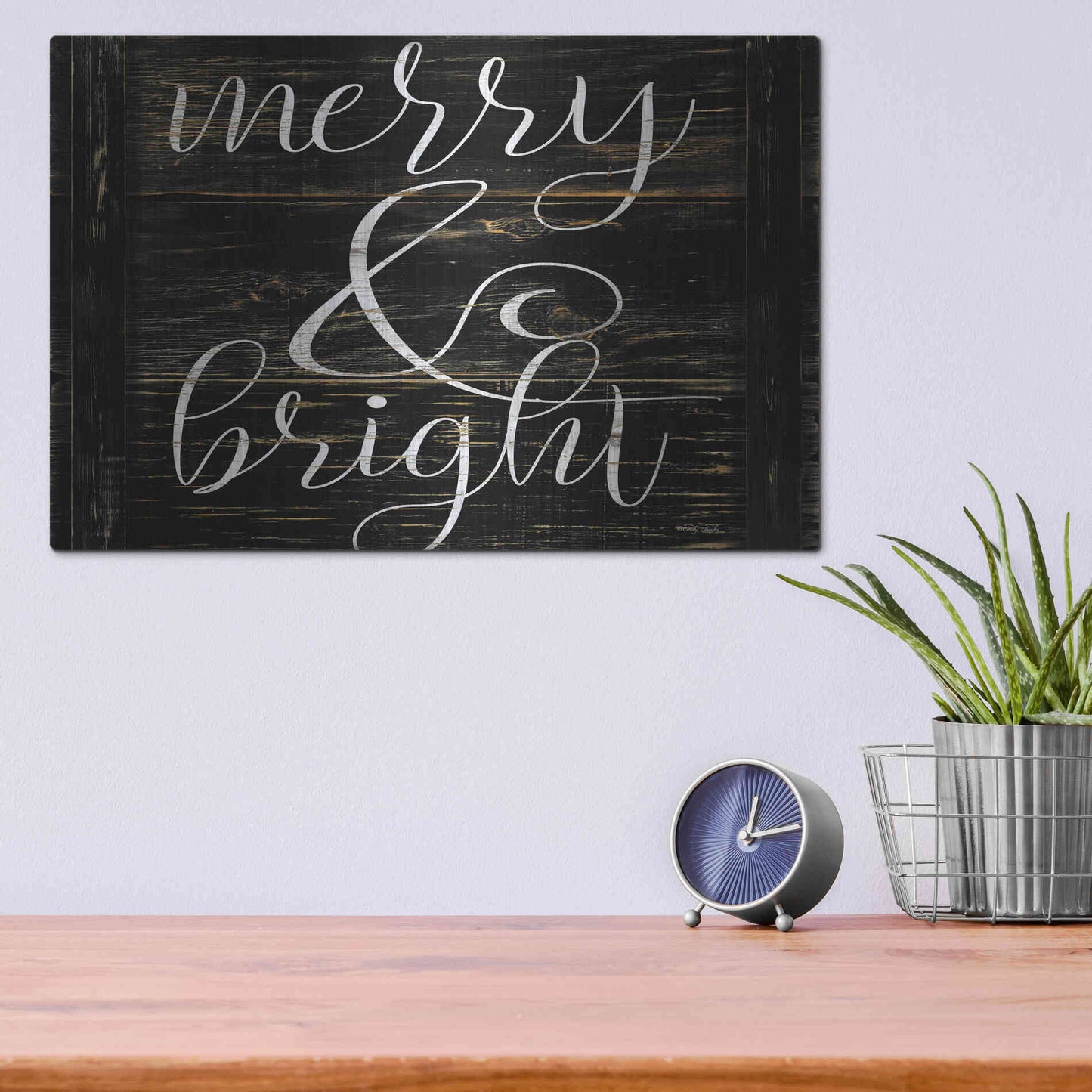 Luxe Metal Art 'Merry & Bright 2' by Cindy Jacobs, Metal Wall Art,16x12