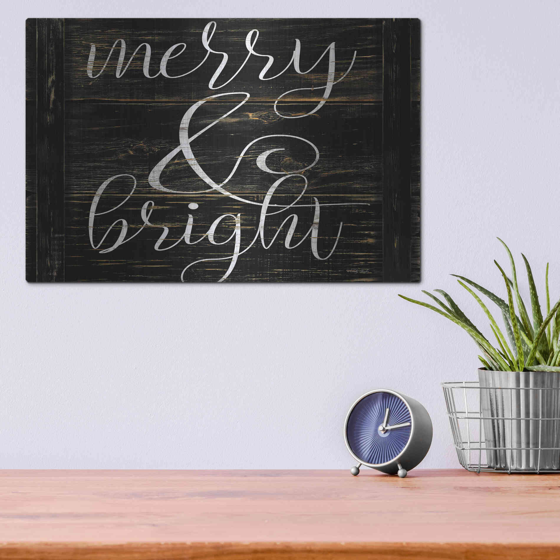 Luxe Metal Art 'Merry & Bright 2' by Cindy Jacobs, Metal Wall Art,16x12