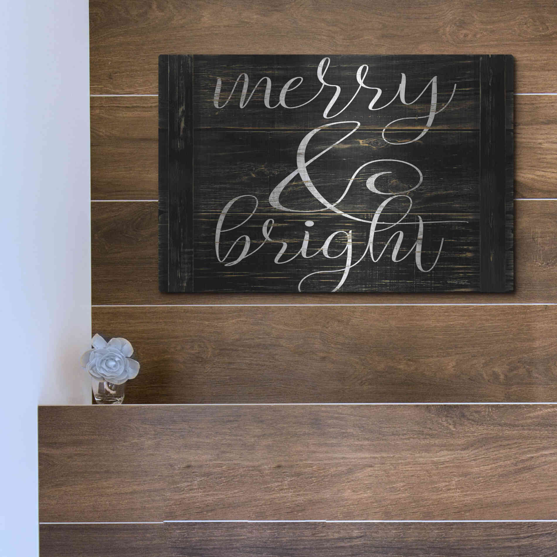 Luxe Metal Art 'Merry & Bright 2' by Cindy Jacobs, Metal Wall Art,16x12