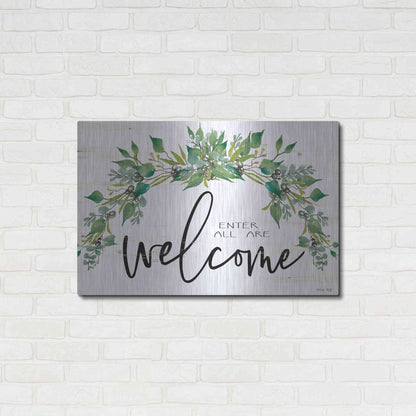 Luxe Metal Art 'Enter All Are Welcome' by Cindy Jacobs, Metal Wall Art,36x24