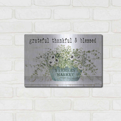 Luxe Metal Art 'Grateful Thankful & Blessed' by Cindy Jacobs, Metal Wall Art,16x12