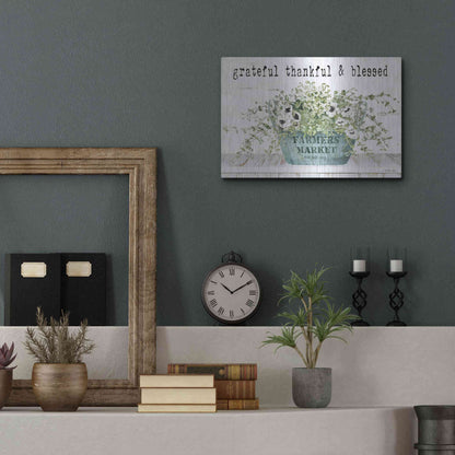 Luxe Metal Art 'Grateful Thankful & Blessed' by Cindy Jacobs, Metal Wall Art,16x12