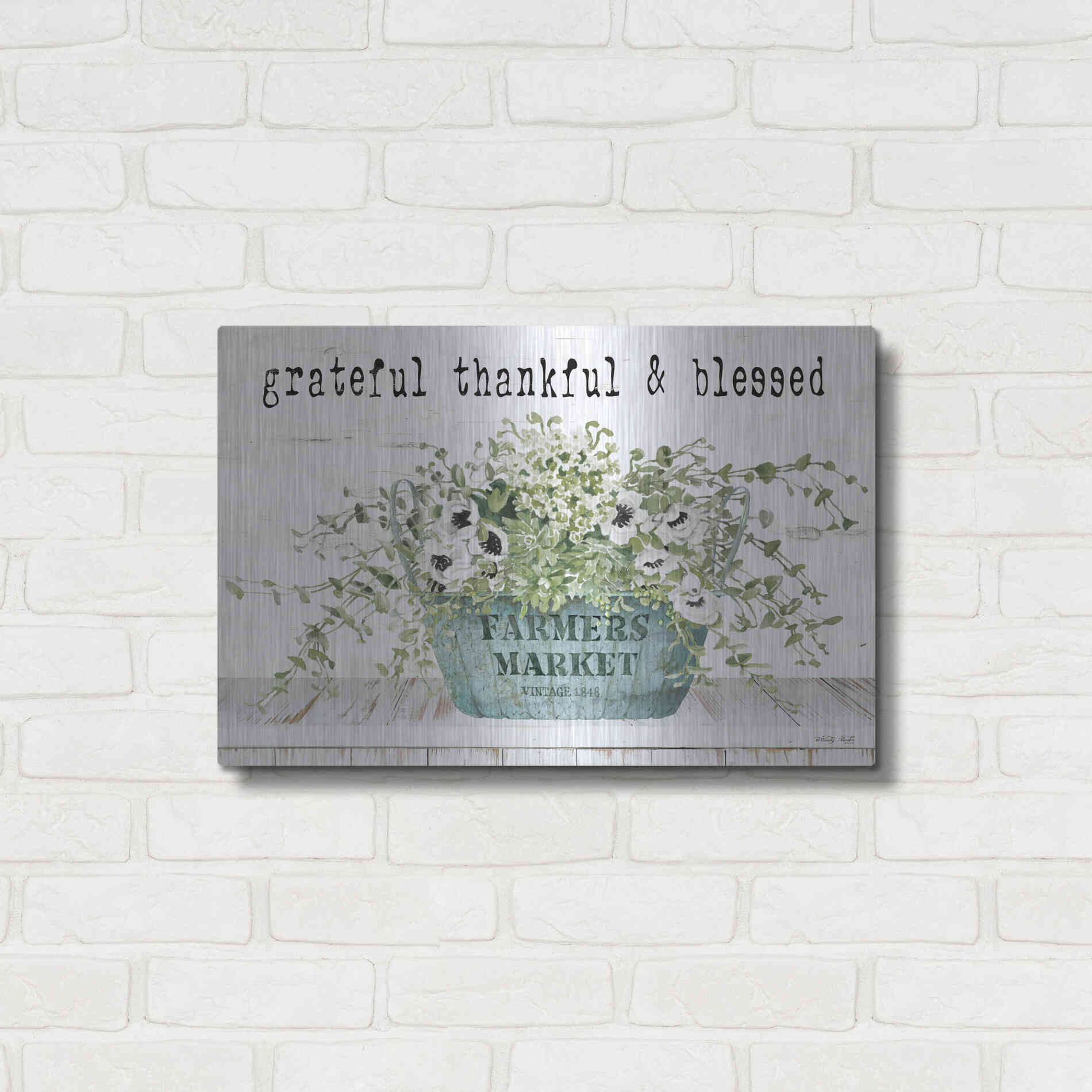 Luxe Metal Art 'Grateful Thankful & Blessed' by Cindy Jacobs, Metal Wall Art,24x16