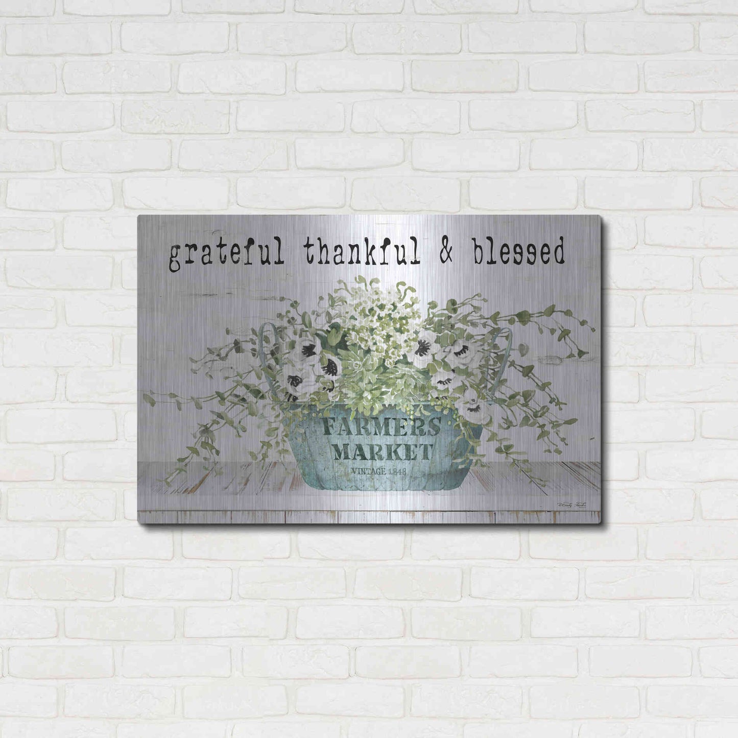 Luxe Metal Art 'Grateful Thankful & Blessed' by Cindy Jacobs, Metal Wall Art,36x24
