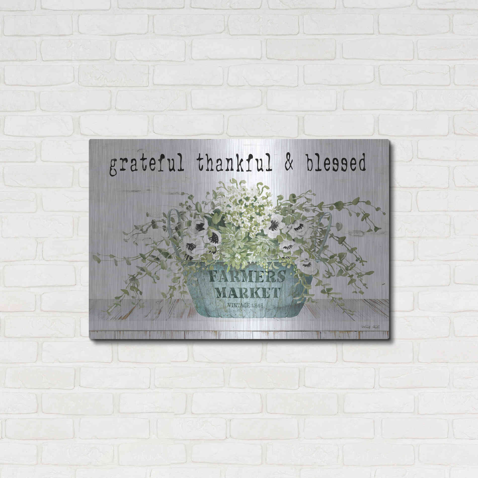 Luxe Metal Art 'Grateful Thankful & Blessed' by Cindy Jacobs, Metal Wall Art,36x24