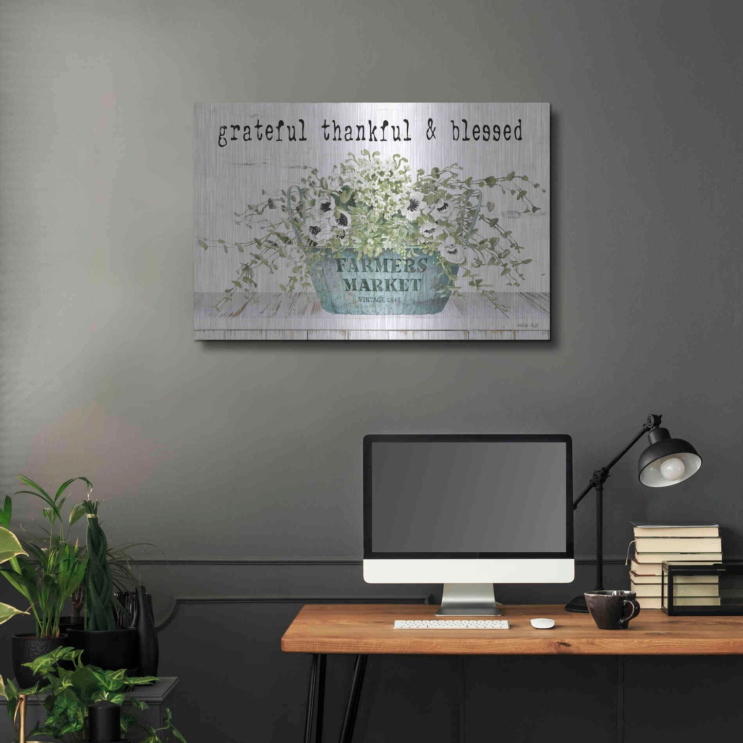 Luxe Metal Art 'Grateful Thankful & Blessed' by Cindy Jacobs, Metal Wall Art,36x24